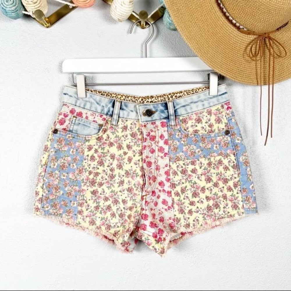 Farm Rio by Anthropologie flower jean shorts
